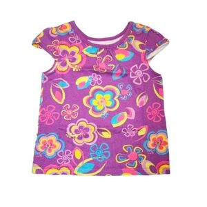 ✨️ Garanimals Girls 3T Floral Tee Bright Purple Cap Sleeve
